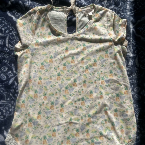 Woman’s T-Shirt - Pineapple and Monstera Plant Pattern Woman’s Blouse - Picture 5 of 6